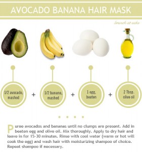 masque naturel des cheveux par les fruits et l'huile d'olive