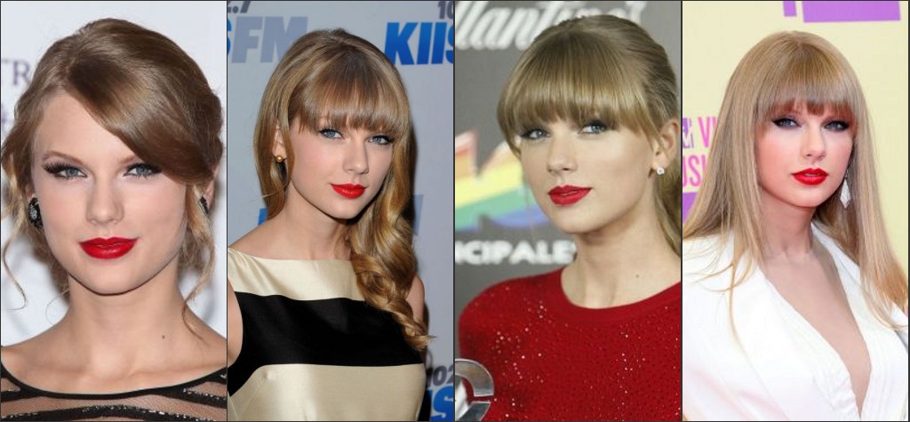 Toujours avec la lèvre rouge au tapis rouge diverse de Taylor Swift.
