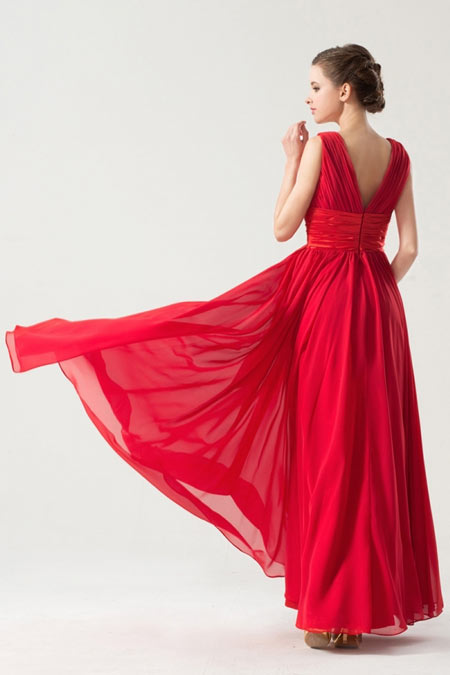 robe-demoiselle-dhonneur-rouge-longue-empire