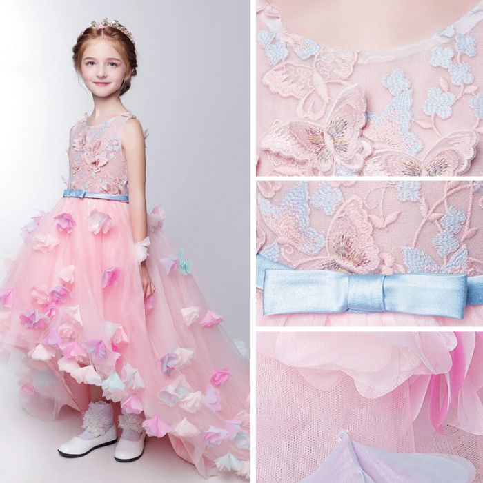 robe cortège fille princesse orné de fleurs