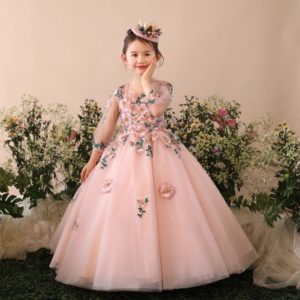robe princesse embelli de fleurs pour fille
