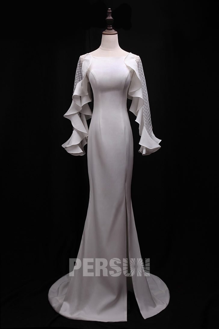 robe blanche sirène pour soirée mariage hiver