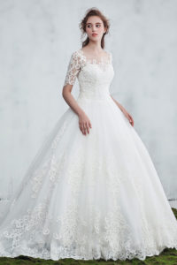 princesse robe de mariée avec manche courte pour hiver