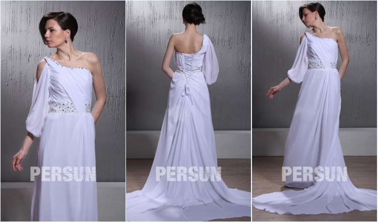 robe de mariée plage colonne asymétrique