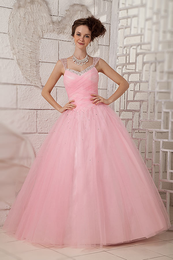 robe de mariée rose princesse en tulle