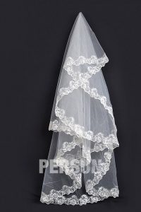 voile de mariée appliqué de dentelle guipure