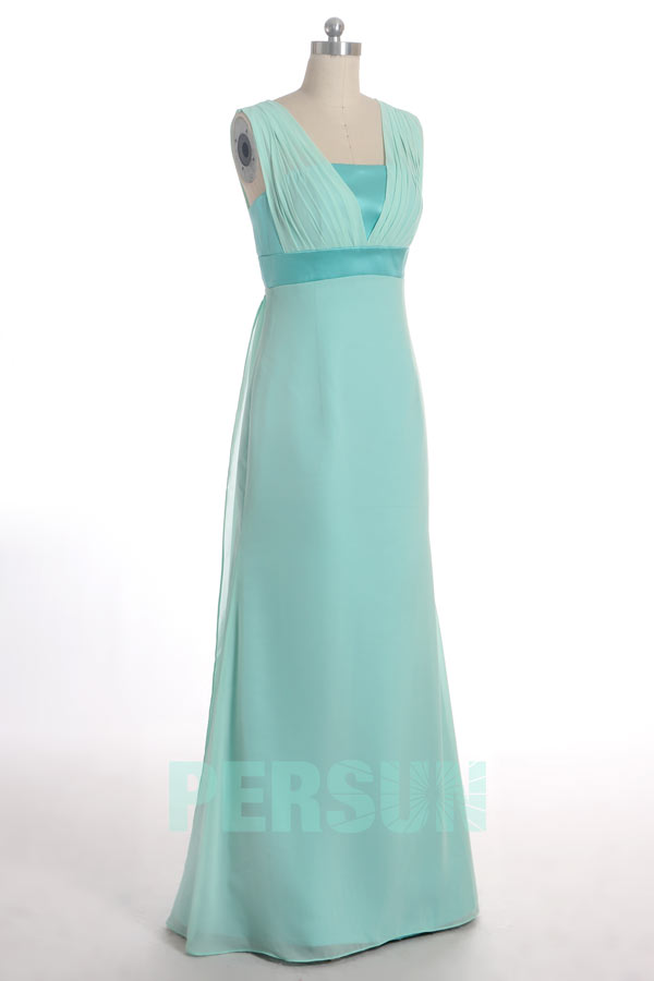 robe demoiselle d'honneur vert menthe bustier empire et doublure en satin
