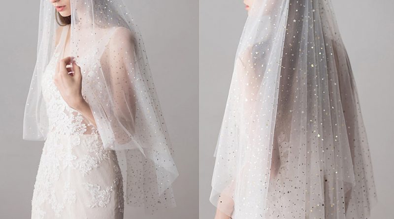 voile embelli de paillettes étoile et lune en tulle