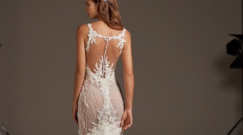 robe de mariée sexy et chic sirène dos illusion appliquée