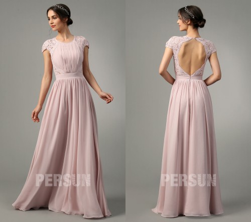 Robe soirée longue rose poussiéreux bustier drapé